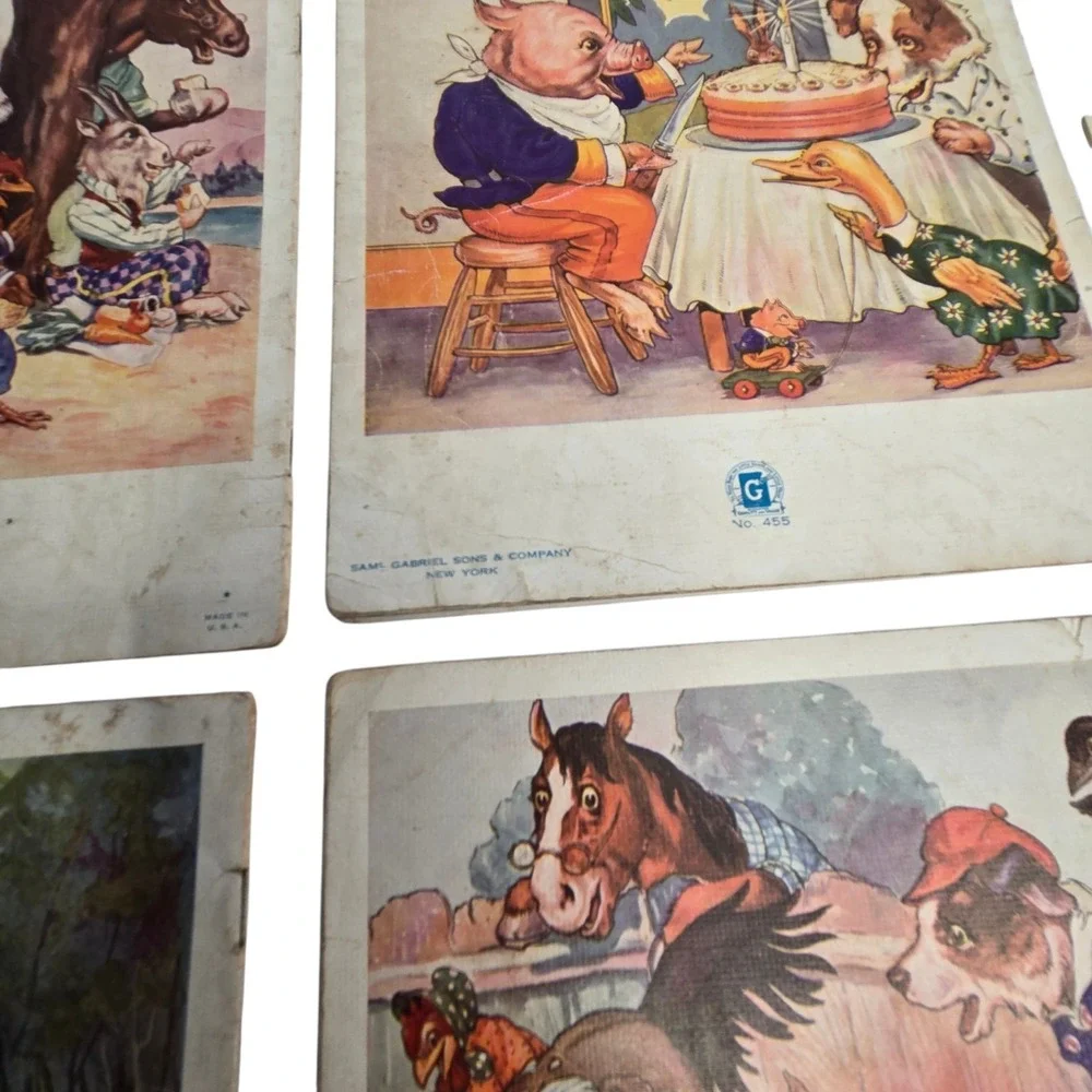 Vintage 1938 Funny Farm Friends Complete 7 Book Lot #450-456 Linenette